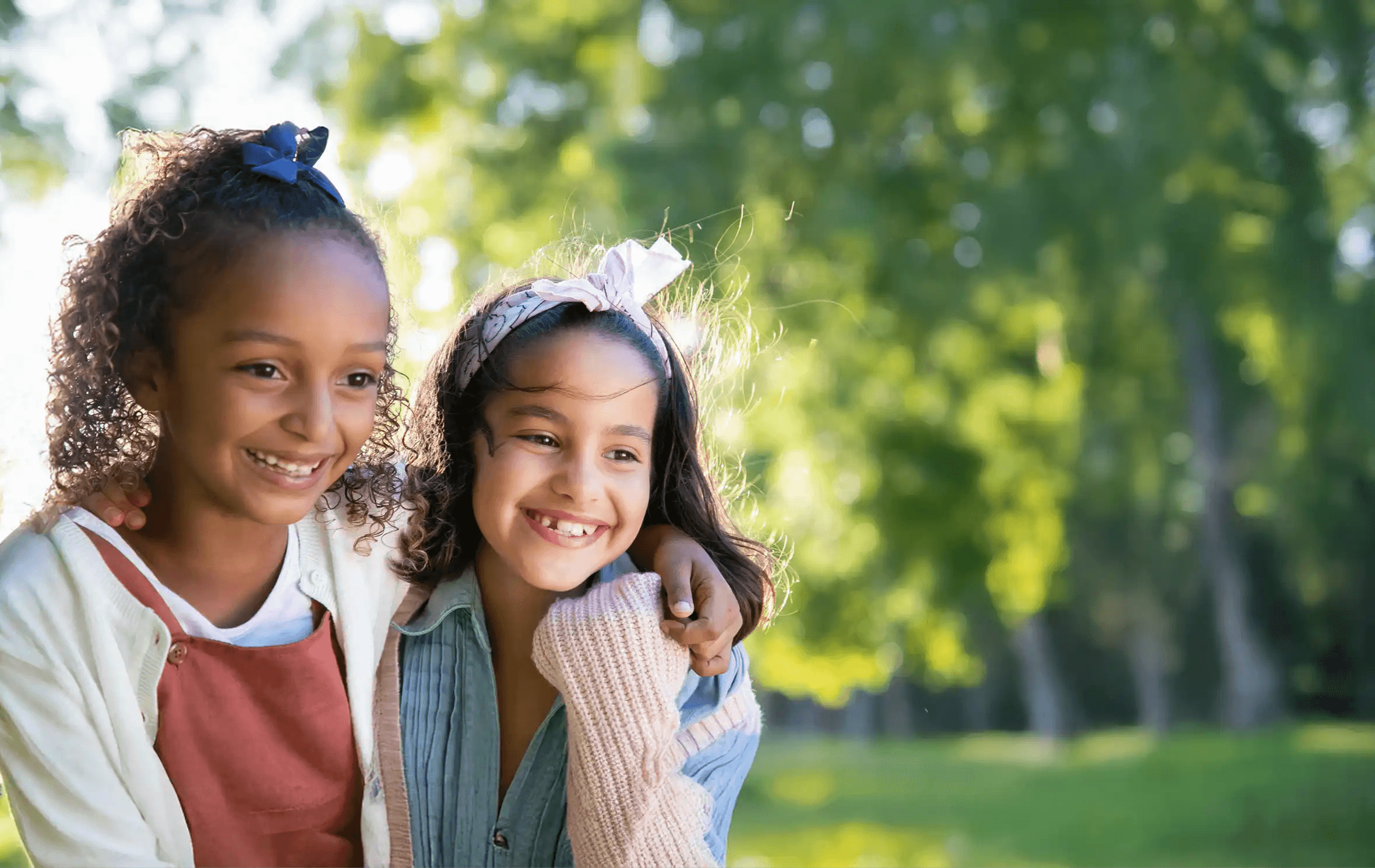Smiling children learning together