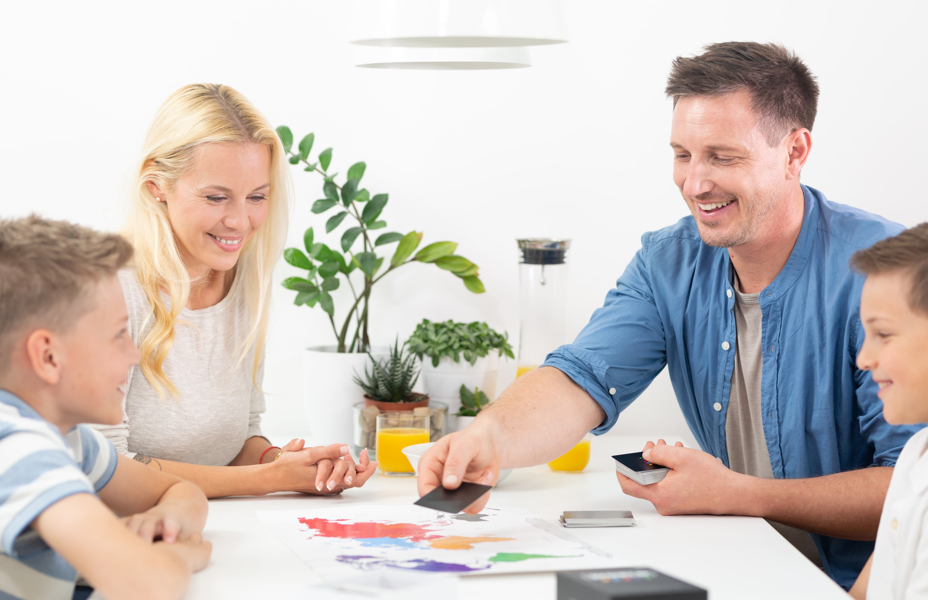 Family at desk